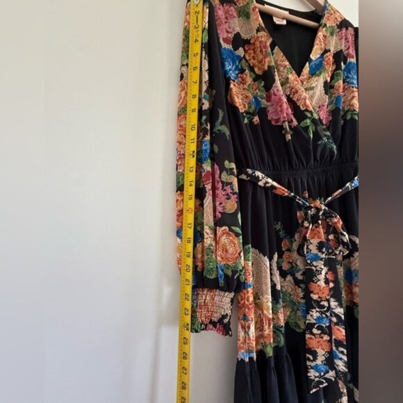 Flying Tomato Hey Cutie Woven Maxi Dress Black Boho Long Sleeve Tiered size S - Picture 7 of 10